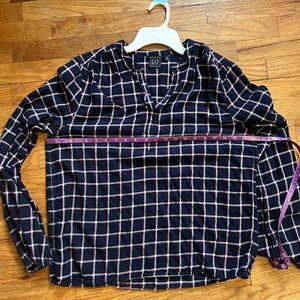 GAP Navy and Pink Plaid Shirt